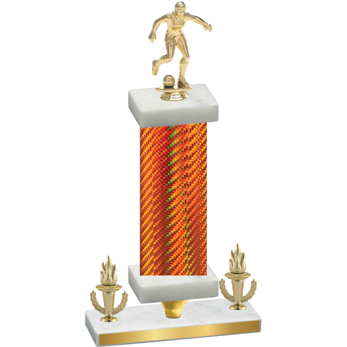 Premium Single Orange Carbon Fiber Victory Soccer Trophy