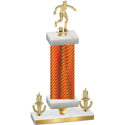 Premium Single Orange Carbon Fiber Victory Soccer Trophy