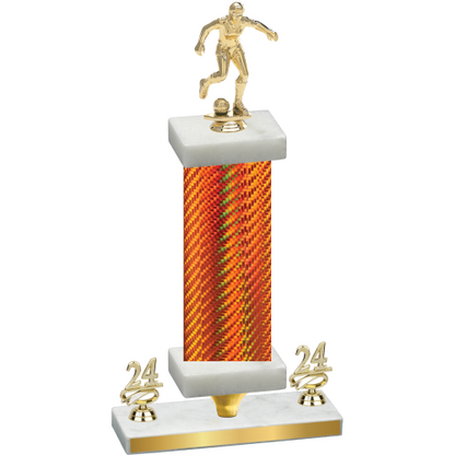 Premium Single Orange Carbon Fiber Year Soccer Trophy