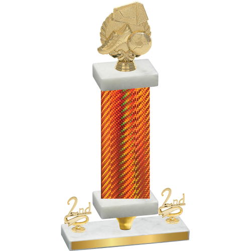 Premium Single Orange Carbon Fiber Second Place Soccer Trophy
