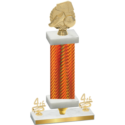 Premium Single Orange Carbon Fiber Fourth Place Soccer Trophy