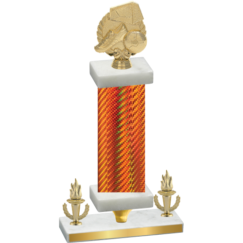 Premium Single Orange Carbon Fiber Victory Soccer Trophy