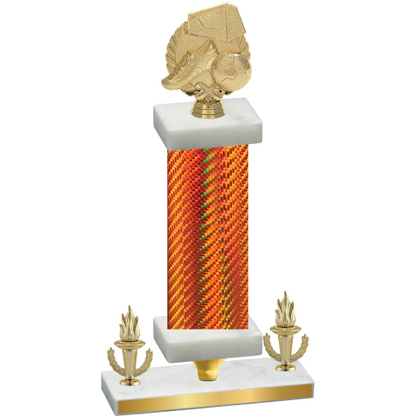 Premium Single Orange Carbon Fiber Victory Soccer Trophy