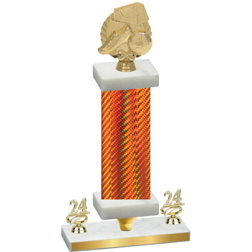 Premium Single Orange Carbon Fiber Year Soccer Trophy