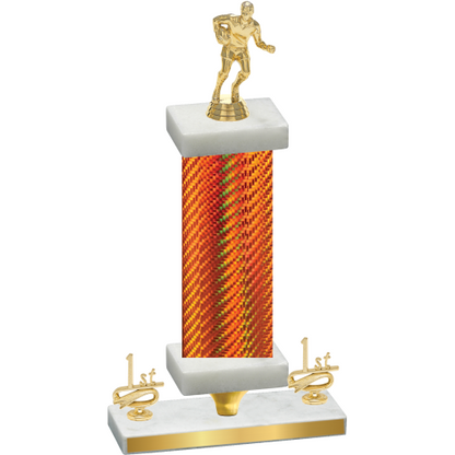 Premium Single Orange Carbon Fiber First Place Rugby Trophy