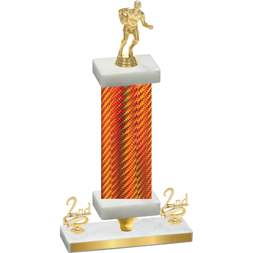 Premium Single Orange Carbon Fiber Second Place Rugby Trophy