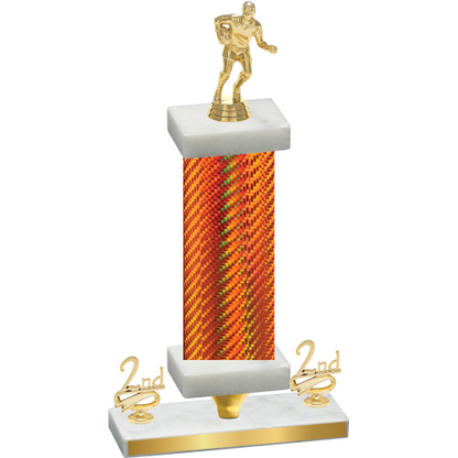 Premium Single Orange Carbon Fiber Second Place Rugby Trophy