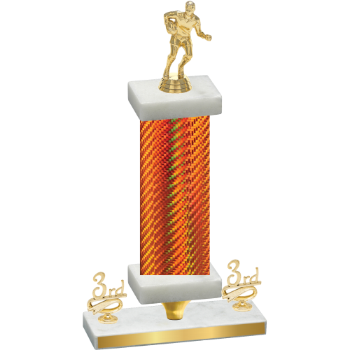 Premium Single Orange Carbon Fiber Third Place Rugby Trophy