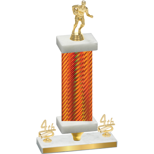 Premium Single Orange Carbon Fiber Fourth Place Rugby Trophy