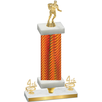 Premium Single Orange Carbon Fiber Fourth Place Rugby Trophy