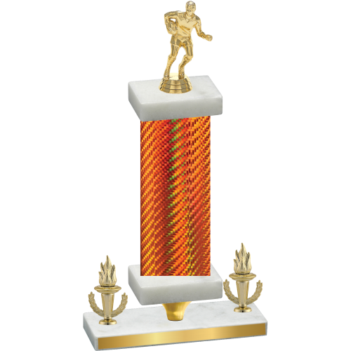 Premium Single Orange Carbon Fiber Victory Rugby Trophy