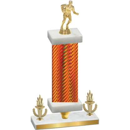 Premium Single Orange Carbon Fiber Victory Rugby Trophy