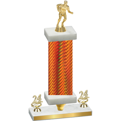 Premium Single Orange Carbon Fiber Year Rugby Trophy