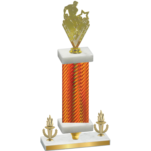 Premium Single Orange Carbon Fiber Victory Rugby Trophy