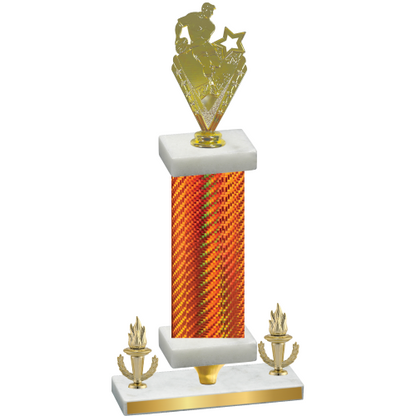 Premium Single Orange Carbon Fiber Victory Rugby Trophy