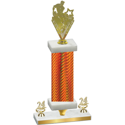 Premium Single Orange Carbon Fiber Year Rugby Trophy