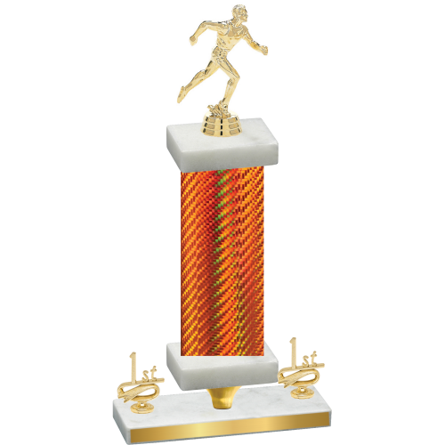 Premium Single Orange Carbon Fiber First Place Running Trophy