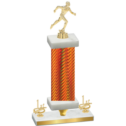 Premium Single Orange Carbon Fiber First Place Running Trophy