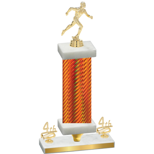 Premium Single Orange Carbon Fiber Fourth Place Running Trophy