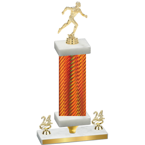Premium Single Orange Carbon Fiber Year Running Trophy