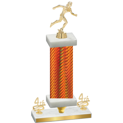 Premium Single Orange Carbon Fiber Fourth Place Running Trophy