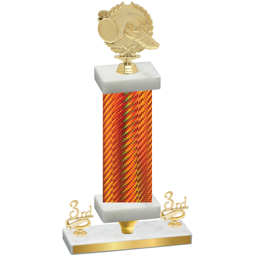 Premium Single Orange Carbon Fiber Third Place Running Trophy