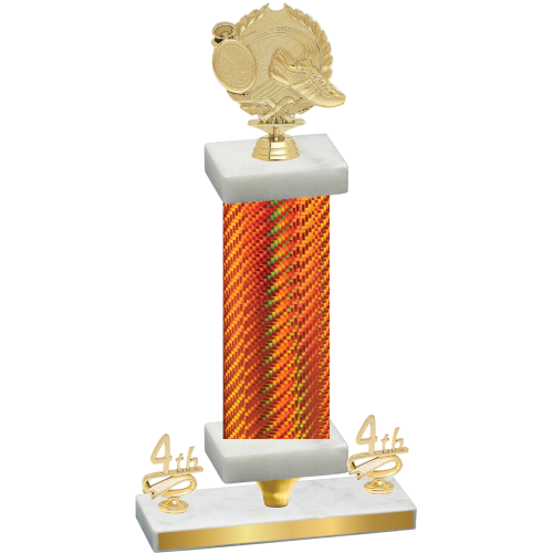 Premium Single Orange Carbon Fiber Fourth Place Running Trophy