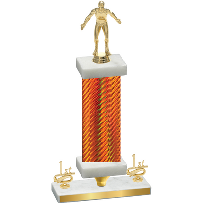 Premium Single Orange Carbon Fiber First Place Wrestling Trophy