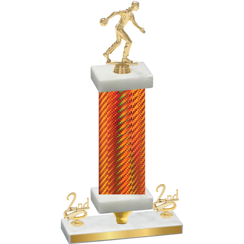 Premium Single Orange Carbon Fiber Second Place Bowling Trophy