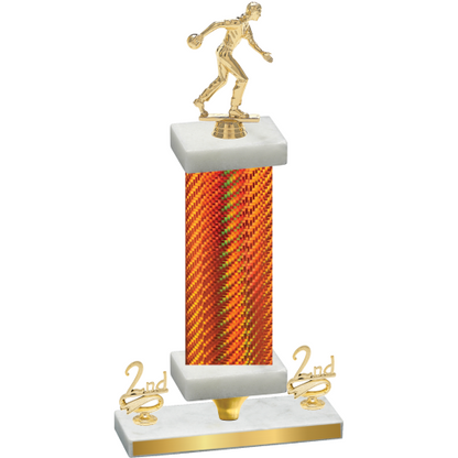 Premium Single Orange Carbon Fiber Second Place Bowling Trophy