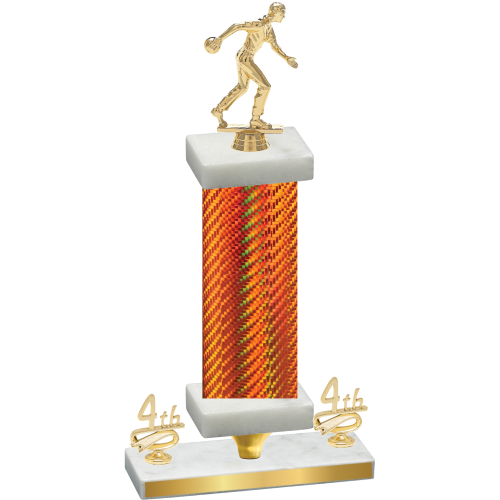 Premium Single Orange Carbon Fiber Fourth Place Bowling Trophy