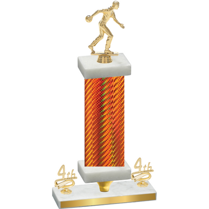 Premium Single Orange Carbon Fiber Fourth Place Bowling Trophy
