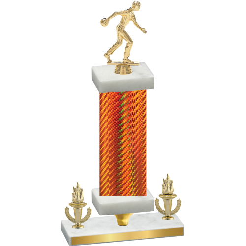 Premium Single Orange Carbon Fiber Victory Bowling Trophy