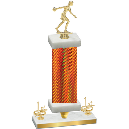 Premium Single Orange Carbon Fiber First Place Bowling Trophy