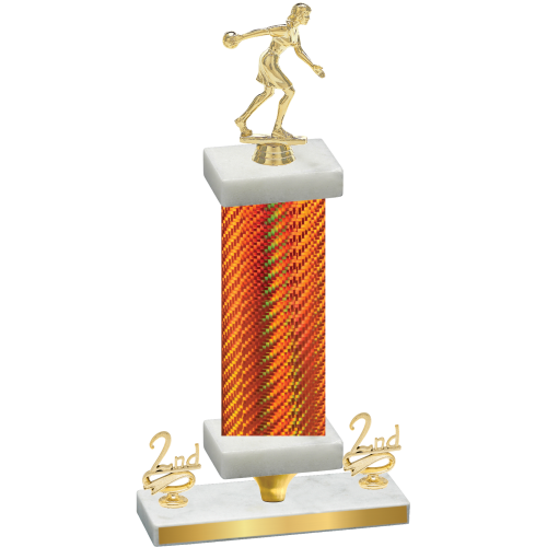 Premium Single Orange Carbon Fiber Second Place Bowling Trophy