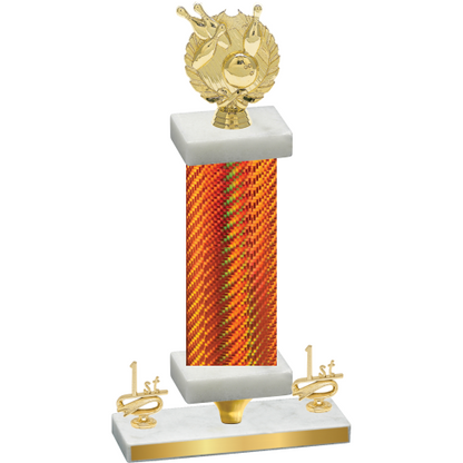 Premium Single Orange Carbon Fiber First Place Bowling Trophy