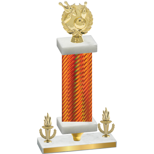 Premium Single Orange Carbon Fiber Victory Bowling Trophy