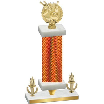 Premium Single Orange Carbon Fiber Victory Bowling Trophy