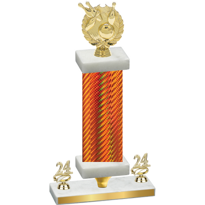 Premium Single Orange Carbon Fiber Year Bowling Trophy