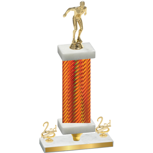 Premium Single Orange Carbon Fiber Second Place Swimming Trophy