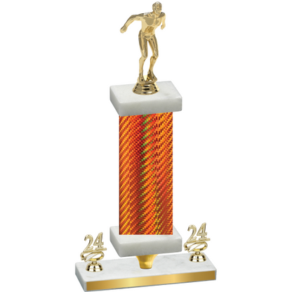 Premium Single Orange Carbon Fiber Year Swimming Trophy