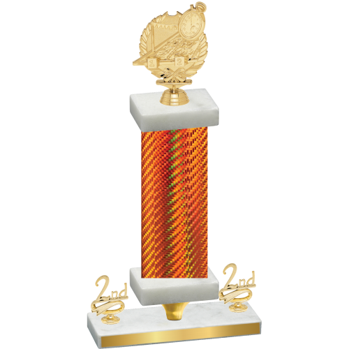 Premium Single Orange Carbon Fiber Second Place Swimming Trophy