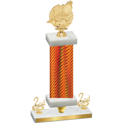 Premium Single Orange Carbon Fiber Second Place Swimming Trophy