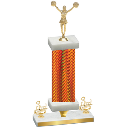 Premium Single Orange Carbon Fiber Third Place Cheerleading Trophy