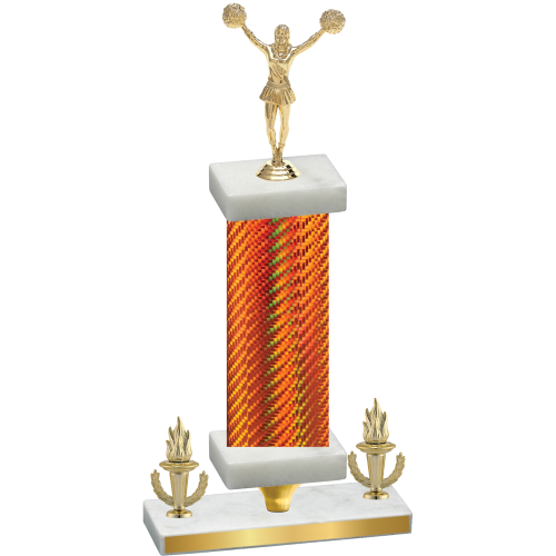 Premium Single Orange Carbon Fiber Victory Cheerleading Trophy