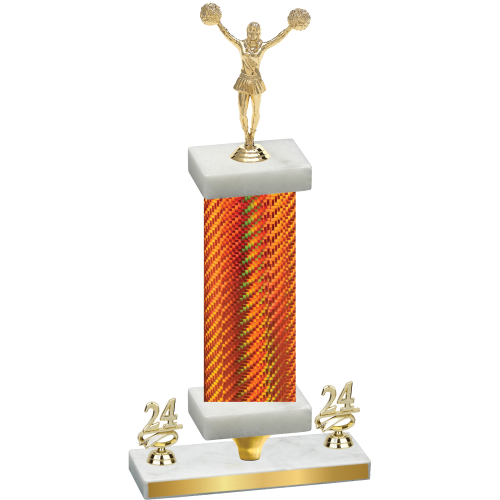 Premium Single Orange Carbon Fiber Year Cheerleading Trophy