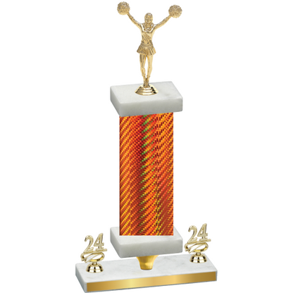 Premium Single Orange Carbon Fiber Year Cheerleading Trophy