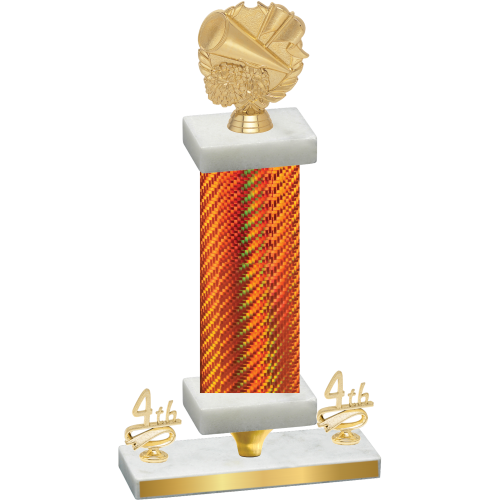 Premium Single Orange Carbon Fiber Fourth Place Cheerleading Trophy