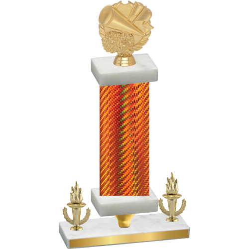 Premium Single Orange Carbon Fiber Victory Cheerleading Trophy