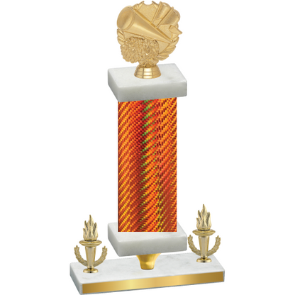Premium Single Orange Carbon Fiber Victory Cheerleading Trophy